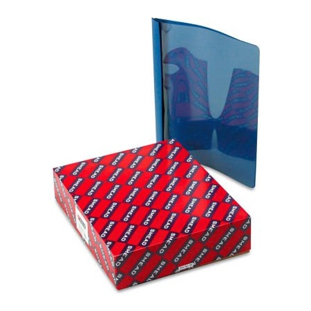 Smead Smead Poly Report Cover, Tang Clip, Letter, 1/2 Capacity, Clear/Dark Blue, 25/Box 87455